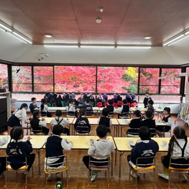 今日の年長組の給食
綺麗な紅葉をお部屋から眺めながらいただきました

#永観堂幼稚園
#永観堂
#紅葉